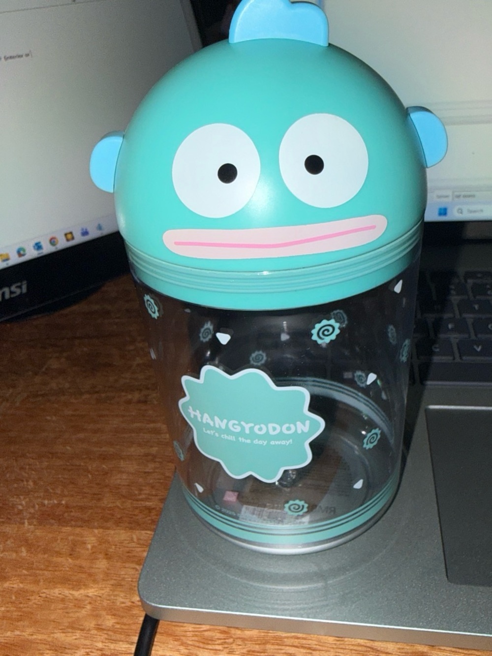 Sanrio Hangyodon Teal and Light Pink Character Storage Bin/Pencil Cup